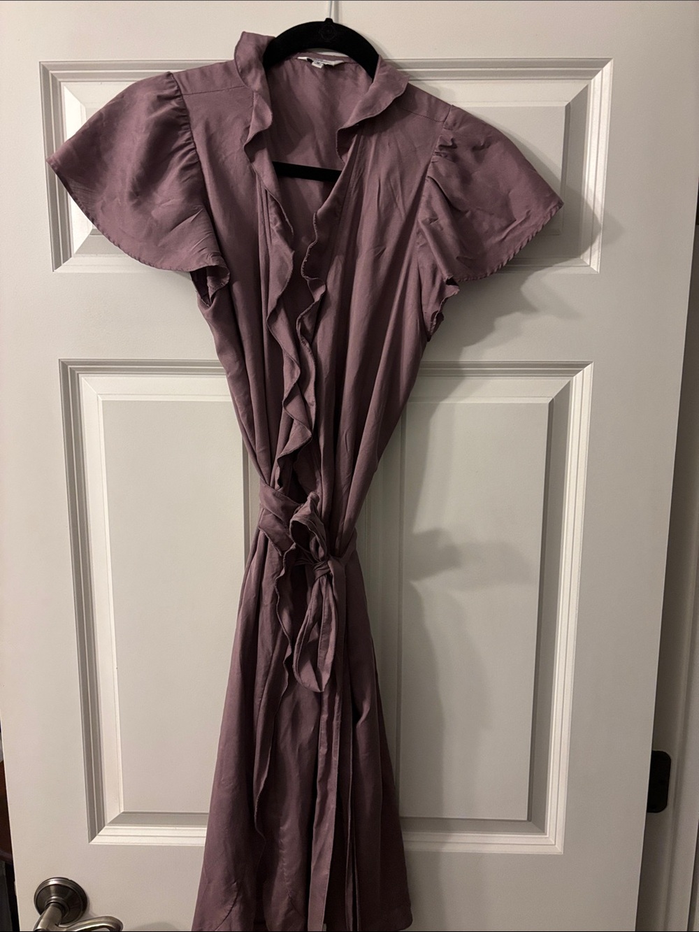 L.L. Bean Mauve Ruffle-Trim Wrap Midi Dress